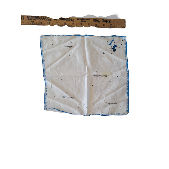 Vintage Zodiac Red White and Blue Hand Rolled Cotton 3 Handkerchief lot - Picture 3 of 9